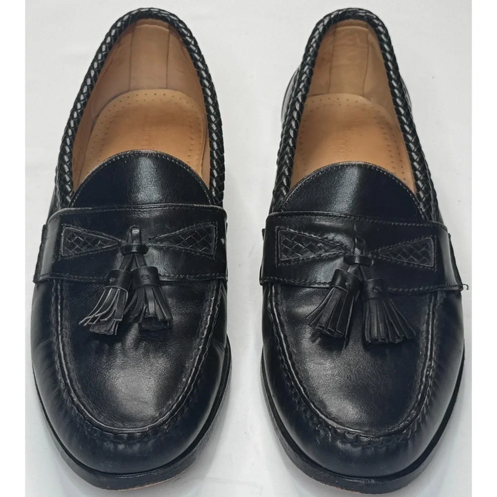 Allen Edmonds Men Handmade Maxfield Black Tassle Leather Slip On Shoes Size 11 B
